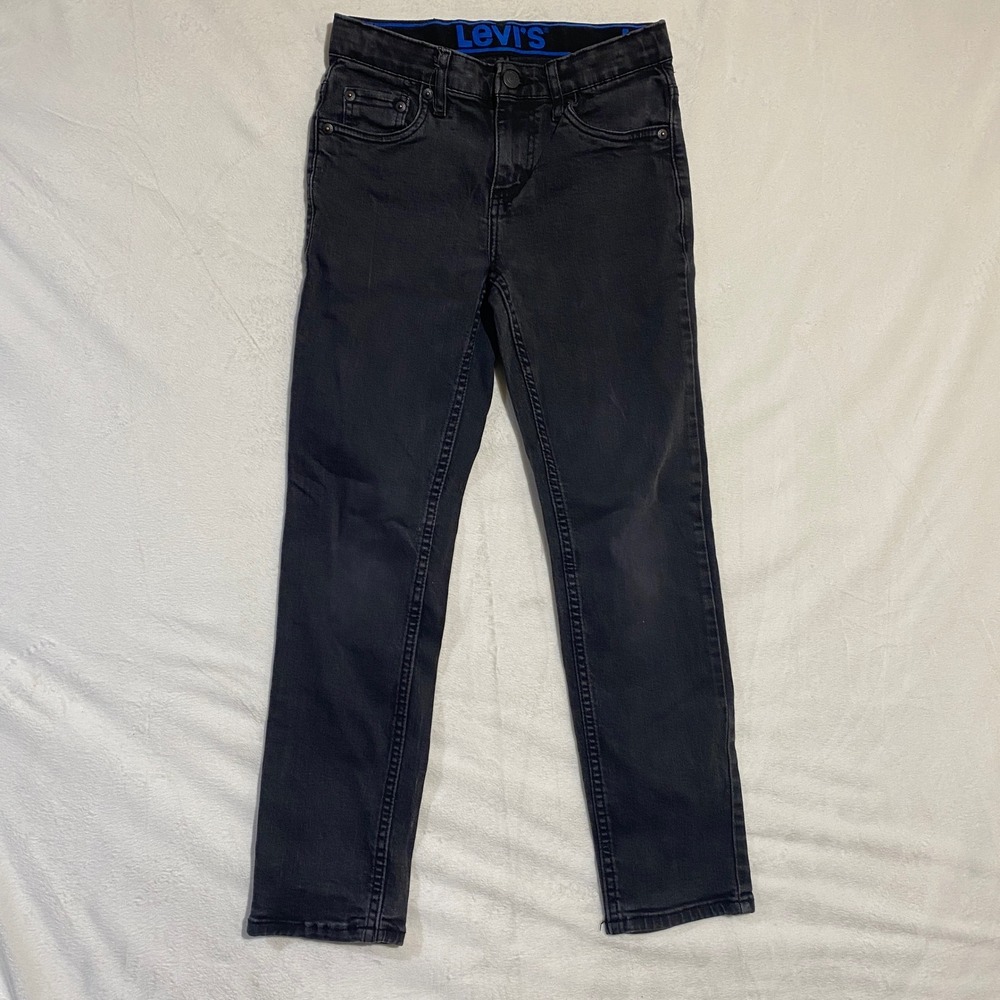Levis 502 Regular Taper Boys Jeans Black Size 10 Reg W25 L26 Adjustable Waist